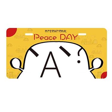 Imagem de DIYthinker Placa de licença de expressão enigmática com rosto adorável para decoração de carro Dia da Paz