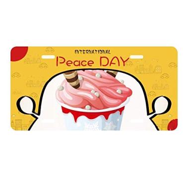 Imagem de DIYthinker Placa de carro rosa com sabor de cereja doce sorvete etiqueta decoração de carro dia da paz