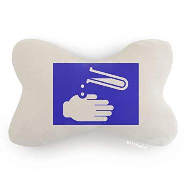 Imagem de DIYthinker Almofada de apoio de cabeça para decoração de pescoço azul quadrado com marcação de aviso para carro
