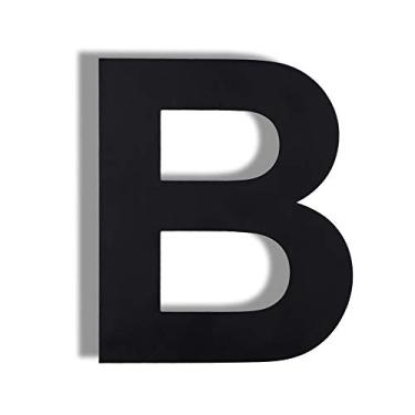 Imagem de Placa de porta flutuante 3D de 15 cm com número de placa de casa 0-9 letras AB, placa de porta grande de aço inoxidável preto fosco, montagem com parafuso, antiferrugem durável