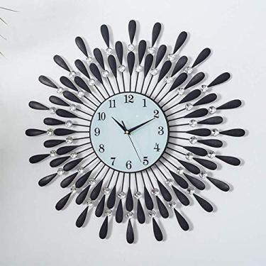 Imagem de Relógio de parede grande de 24 polegadas para casa Relógio decorativo de parede de metal com detalhes silenciosos Mostrador de vidro branco para sala de estar Quarto cozinha