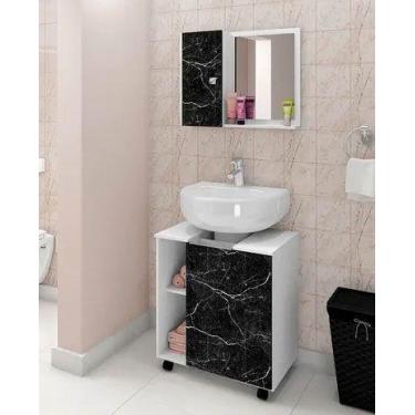 Imagem de Conjunto Banheiro Completo Gabinete Com Espelheira Pequin Gênova - Bec