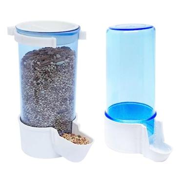 Imagem de Comedouro Automático de Sementes 220ml + Bebedouro 200ml Para Calopsitas Agapornis e Periquitos