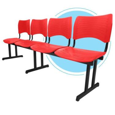 Imagem de Cadeira Iso Longarina Polipropileno 4 Lugares Colorida - Mak Decor