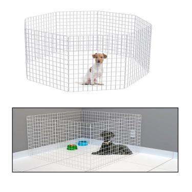 Imagem de Cercado Móvel Cachorro Pequeno Porte Gato Cercadinho Articulado Pet 8 Telas 60cm Altura Branco