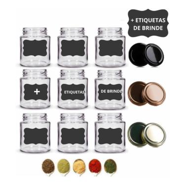Imagem de Kit 12 Potes Porta Tempero Condimento Potinhos Vidro 200ml