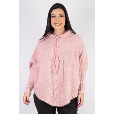 Imagem de Poncho feminino de malha com trança 60012 - Preto-Feminino