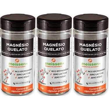 Imagem de Magnésio Quelato 433 mg Meissen 60 Cápsulas Kit 3 Unidades