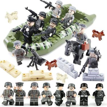 Imagem de Militar Building Blocks Oficial Rubber Boat Police Dog War 