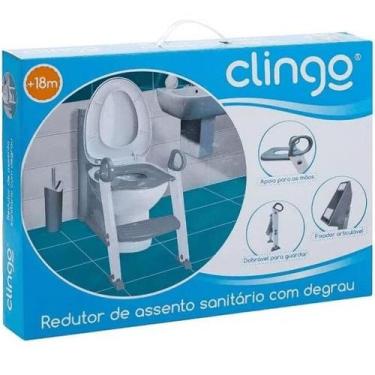 Imagem de Troninho Infantil Com Escada Assento Redutor Vaso Sanitario Cinza - Cl