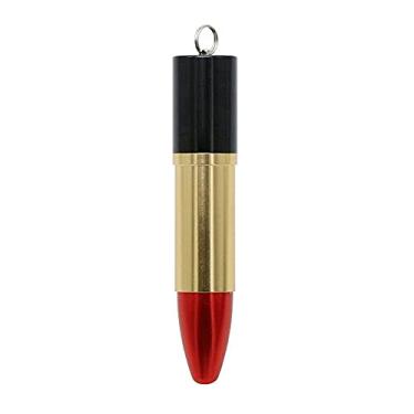 Imagem de Pen Drive USB 2.0 em forma de batom de 32 GB Pen Drive Pen Drive U Disk Armazenamento de Dados Jump Drive USB Drive Flash Disk USB Stick USB Disk (Dourado Vermelho)