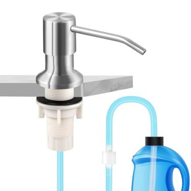 Imagem de Dispensador de sabonete para pia de cozinha e kit de tubo (níquel escovado), tubo de 120 cm conecta-se diretamente à garrafa de sabão, sem mais recargas