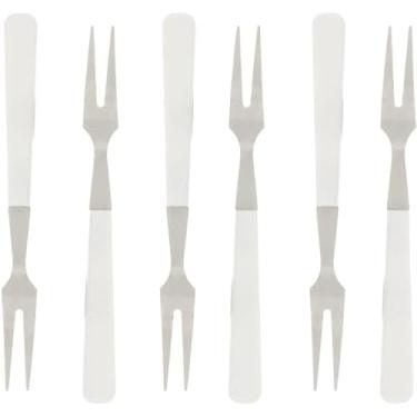 Imagem de KIT 12 GARFINHO DE PETISCO APERITIVO MINI GARFO EM INOX P/QUEIJO TÁBUA DE FRIOS BUFFET FONDUE