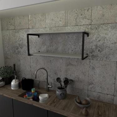 Imagem de Prateleira Industrial Suspensa Estante Parede Nicho Cinza Cozinha Escritorio Sala Quarto Infantil