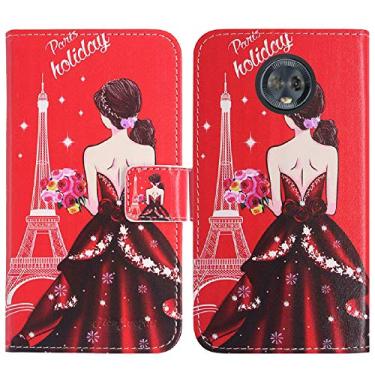 Imagem de TienJueShi Dream Girl Capa protetora de couro flip estilo livro TPU silicone Etui carteira para Motorola Moto g6 5,7 polegadas