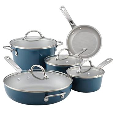 Imagem de Conjunto de panelas antiaderentes de porcelana Ayesha Curry Home Collection, Twilight Teal, 9 Piece, 1