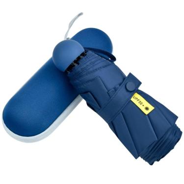 Imagem de Guarda-chuva Mini guarda-chuva de bolso azul marinho UV Raios 95x54cm