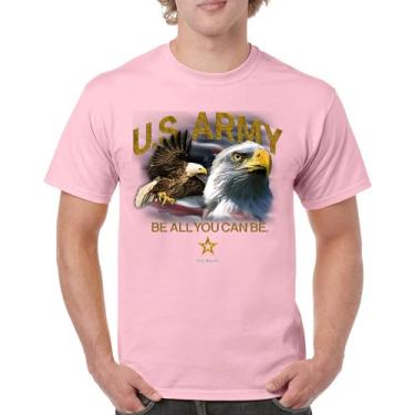 Imagem de Camiseta US Army Be All You Can Be American Military Strong Veteran DD214 Patriotic Armed Forces Licenciada Masculina, Rosa claro, 4G