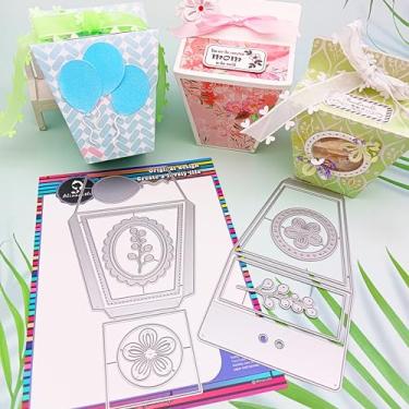 Imagem de Alinacutle Caixa de presente de metal cortada, moldes de corte de caixa de petiscos, cortes de metal para artesanato de papel, embalagem de presente DIY, corte de scrapbook, modelo de perfuração de