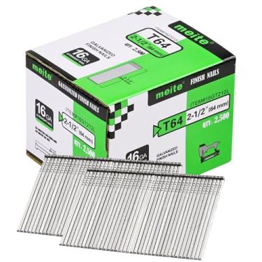 Imagem de meite Pregos de acabamento de calibre 16, pregos de acabamento reto 16GA de 5,5 cm, pregos de acabamento galvanizado para pistolas de prego elétricas ou pneumáticas (1 caixa)