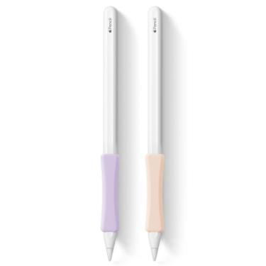 Imagem de Pacote com 2 suportes de silicone compatíveis com Apple Pencil (USB-C) e Apple Pencil (2ª geração), iPad Pro 11 de 12,9 polegadas, capa protetora ergonômica, rosa, roxo