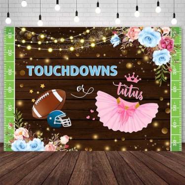 Imagem de AIBIIN 2,1 x 1,5 m touchdowns ou tutus pano de fundo revelador de gênero futebol americano decoração de festa menino ou menina glitter bokeh spots chá de bebê faixa de festa adereços de foto