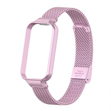 Imagem de Pulseiras de substituição HOPMC de metal de aço inoxidável especialmente projetadas para Redmi Smart Band 2 (rosa rosa)