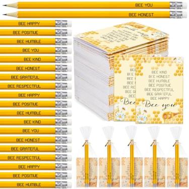 Imagem de Spakon Conjunto de presentes temáticos de abelha, suprimentos, 24 cadernos de abelhas, diário, 48 lápis de abelha, pequenos minicadernos, lembrancinhas de festa de abelha com 50 sacos plásticos