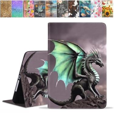 Imagem de JDHJFBFJNP Capa para Samsung Galaxy Tab S6 Lite 10,4 polegadas 2022/2020 (SM-P610/P613/P615/P619), capa fólio de couro PU premium com suporte para hibernar/despertar automático, dragão