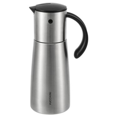 Imagem de Vucchini Garrafa dispensadora de óleo de aço inoxidável - conjunto de dispensador automático de óleo e vinagre de cozinha com tampa e tampa automáticas - Garrafa de galheteiro com bico antigotejamento