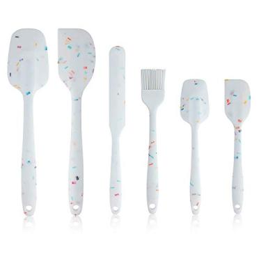 Imagem de Conjunto de espátulas de silicone resistente ao calor, 6 peças, espátulas de mistura antiaderentes com núcleo de aço inoxidável, espátula de borracha premium sem BPA, utensílio de cozimento para