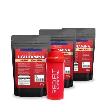 Imagem de Suplemento em pó Kit Red Fit Nutrition L-Glutamina 1,5Kg ( 3 Packs 500g )-Unissex