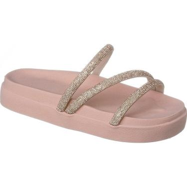 Imagem de Papete Birken Sandália 3 Tiras de Brilho Strass Chinelo Feminino  Moda Tendência Blogueiras.
