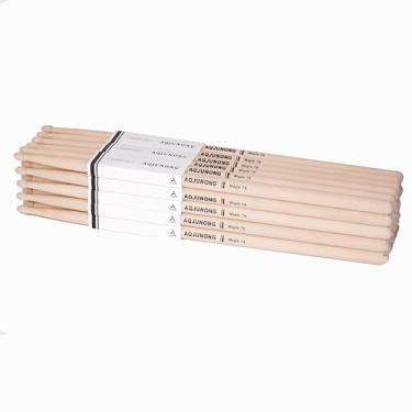 Imagem de AQJUNONG Bastões de tambor, baquetas 7A, 15 pares de baquetas clássicas de madeira de bordo para crianças e adultos, acessórios profissionais de percussão para instrumentos musicais
