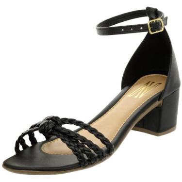 Imagem de Sandalia Feminina Salto Baixo Grosso Social Trança Leve e Confortável Via Angel. (Preto, BR, Adulto, Numérico, 38)