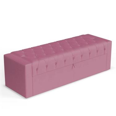 Imagem de Calçadeira Báu Queen Size Atena 160cm Capitonê Suede Rosa - Desk Design