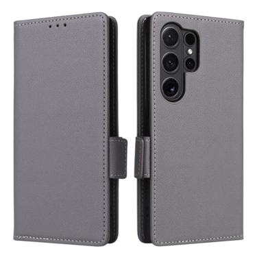 Imagem de SHANJINL Capa carteira para Samsung Galaxy S24/S24 Plus/S24 Ultra, capa flip de couro PU com suporte para cartão e proteção total da câmera capa interna de TPU, cinza, 15plus 17.0 cm