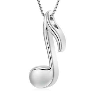 Imagem de Oinsi Medalhão de cremação de aço inoxidável Music Note com urna memorial para mulheres, 316 L