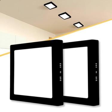 Imagem de 2 Painel Plafon Sobrepor De Led 25w Quadrado Bivolt Preto