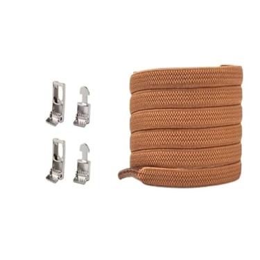 Imagem de Cross Buckle Elastic Laceless Shoelaces For Sneakers Flat Shoelaces For Kids And Adults Elastic Shoelaces For All Shoes(Brown)