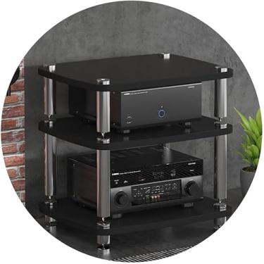 Imagem de Gabinete de áudio HIFI de 1/2/3/4 camadas Suporte HIFI Reprodutor de discos Suporte de MDF Rack de áudio com pés de absorção de choque Armário de equipamento de prateleira de amplificador de