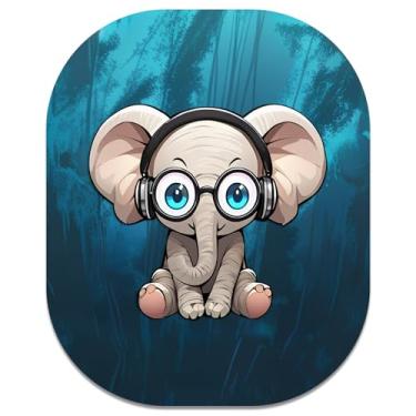 Imagem de Atufsuat Mouse pad pequeno, 15 x 17 cm, mini mouse pad oval com base de borracha antiderrapante para laptop, mouse sem fio, bandeja de teclado, mousepad, elefante fofo