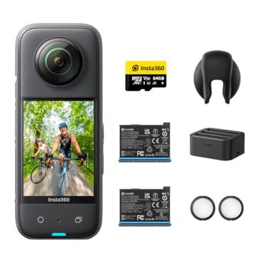 Imagem de Kit de Bateria Insta360 X3, Câmera de Ação com Tela Sensível ao Toque de 2,29 polegadas, Lente Única 4K, Vídeo HDR ativo 5,7K 360º, Estabilização de FlowState, Impermeável, Para Motocicletas