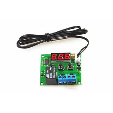 Imagem de Módulo de controle de temperatura digital - 5° F a +257 °F Interruptor de controle de temperatura NTC sonda de sensor à prova d'água - Tela LED vermelha adequada para tipos de sistema de controle de temperatura, 24 Volt, Red