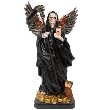 Imagem de VILLAGE GIFT IMPORTERS Estátua Nuestra Señora de la Santa Muerte de 33 cm | Nossa Senhora de uma Morte Santa | Santo Folclórico Católico Mexicano Único | Esqueleto Roupado com Asas Segurando uma Foice