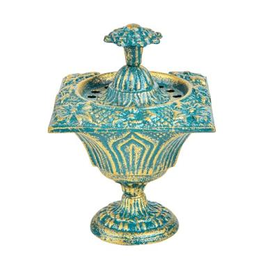 Imagem de Sungmor Queimador de incenso de ferro fundido, suporte de incenso vintage de carvão vegetal, queimador de resina de olíbano, suporte de incenso antigo para Bakhoor, bastões de incenso, sálvia,