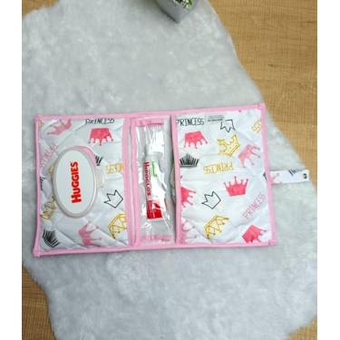 Imagem de Porta Fraldas Lenço Pomada Bebe Menina Estampa Princess Portátil