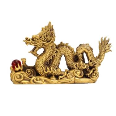 Imagem de ESTINTENG Criação de cobre completo de artesanato de dragão de riqueza, sala de estar, decoração de mesa de varanda-32#Xianglong Xianbao