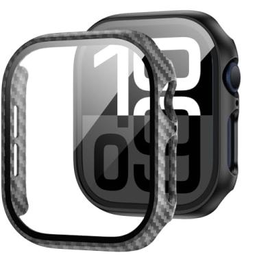 Imagem de JZK Pacote com 2 capas com protetor de tela de vidro temperado para Apple Watch Series 11 (2025) Series 10 46 mm, Slim Guard cobertura total capa protetora de PC rígida HD ultrafina para iWatch 11/10