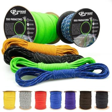 Imagem de Corda de paraquedas tipo III 550 – núcleo de 7 fios – 100% nylon, corda de paraquedas comercial, corda de sobrevivência (7 m, mostarda com traçadores reflexivos)